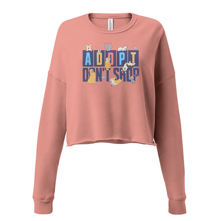 [ID: 316-G23] Adopt a Pet - Cute Animal Women's Cropped Sweatshirt