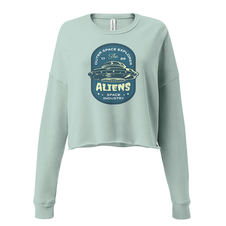 [ID: 316-G40] Aliens Outer Space Explorer - UFO Women's Cropped Sweatshirt