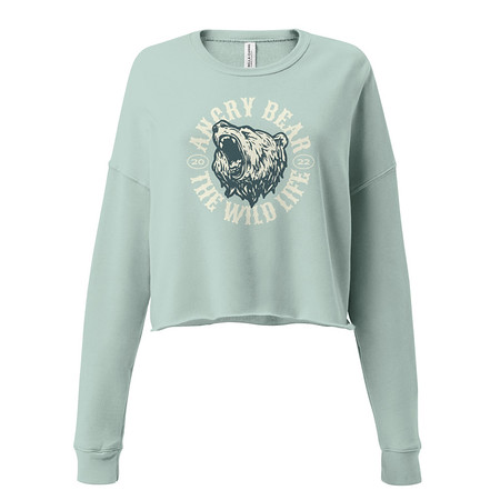[ID: 316-G83] Angry Bear - Wild Life Animal Women's Cropped Sweatshirt