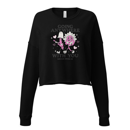 [ID: 316-G93] Anywhere With You - Typographic Cartoon Streetwear Women's Cropped Sweatshirt