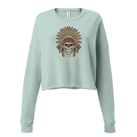 [ID: 316-G94] Apache Warriors - Indian Skull Women's Cropped Sweatshirt