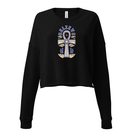 [ID: 316-G178] Believe  - Faith Symbol Women's Cropped Sweatshirt