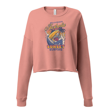 [ID: 316-G180] Bells Beach Australia Sunset Surfing Women's Cropped Sweatshirt
