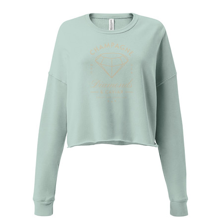 [ID: 316-G215] Black Diamonds - Elegant Women's Cropped Sweatshirt