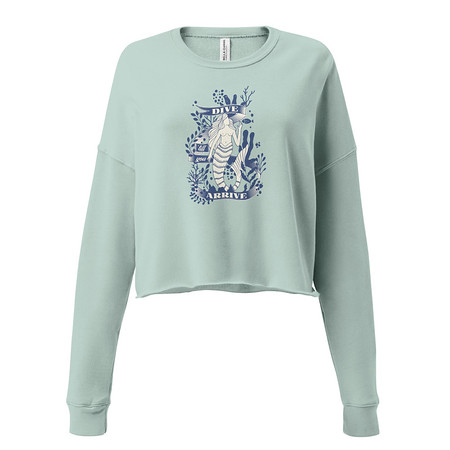 [ID: 316-G241] Blue Mermaid - Nautical Women's Cropped Sweatshirt