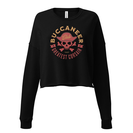 [ID: 316-G293] Buccaneer Club - Pirate Skull Women's Cropped Sweatshirt