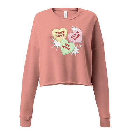 [ID: 316-G331] Candy Hearts - Valentine's Day Women's Cropped Sweatshirt