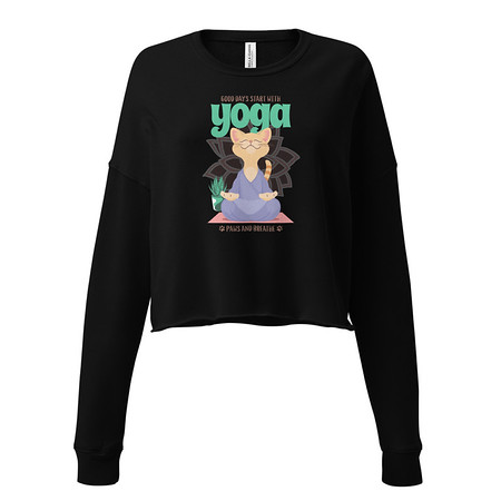 [ID: 316-G339] Cat Yoga - Cute Meditation Women's Cropped Sweatshirt