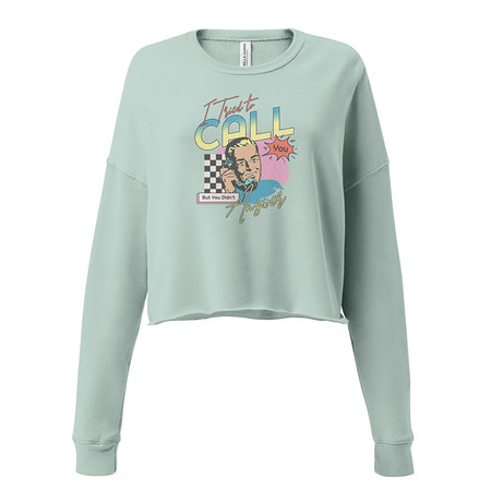 [ID: 316-G383] Classic Retro Illustrative Portrait Men Calling Women's Cropped Sweatshirt