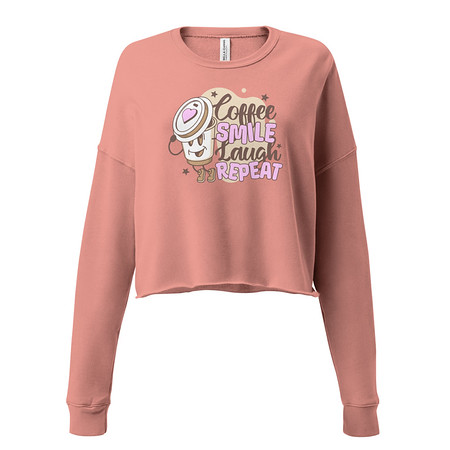 [ID: 316-G402] Coffee is Happiness - Retro Cartoon Mascot Women's Cropped Sweatshirt