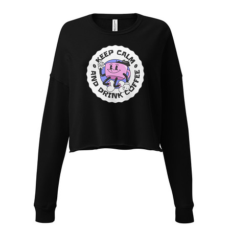 [ID: 316-G409] Colorful Fun Retro Style Coffee Quote Women's Cropped Sweatshirt