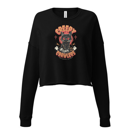 [ID: 316-G437] Creepy Crawlers Halloween Women's Cropped Sweatshirt
