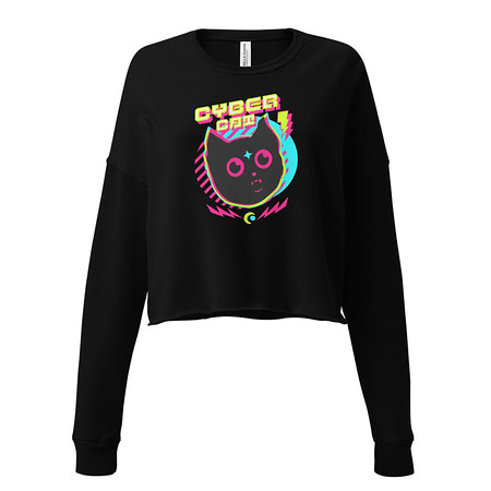 [ID: 316-G456] Cyber Cat - Neon Color Women's Cropped Sweatshirt