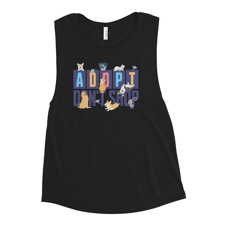 [ID: 271-G23] Adopt a Pet - Cute Animal Women's Muscle Tank
