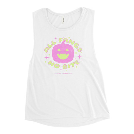 [ID: 271-G44] All Fangs No Bite - Halloween Women's Muscle Tank