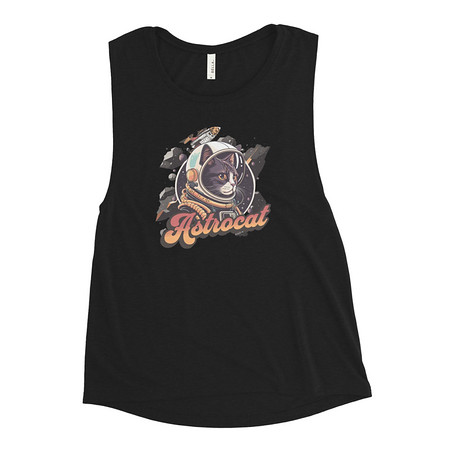 [ID: 271-G108] Astrocat - Retro graphic Women's Muscle Tank