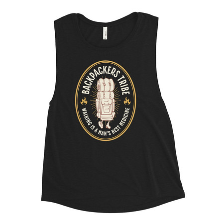 [ID: 271-G125] Backpackers Tribe - Adventure Badge Women's Muscle Tank