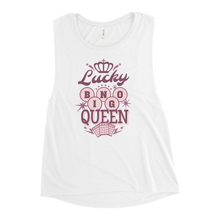 [ID: 271-G209] Bingo Queen - Retro Crown Women's Muscle Tank