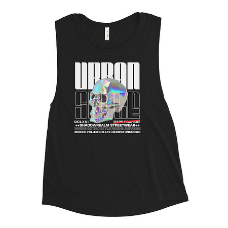 [ID: 271-G213] Black 3D Skull Women's Muscle Tank