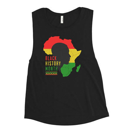 [ID: 271-G221] Black History Month - African Continent Women's Muscle Tank