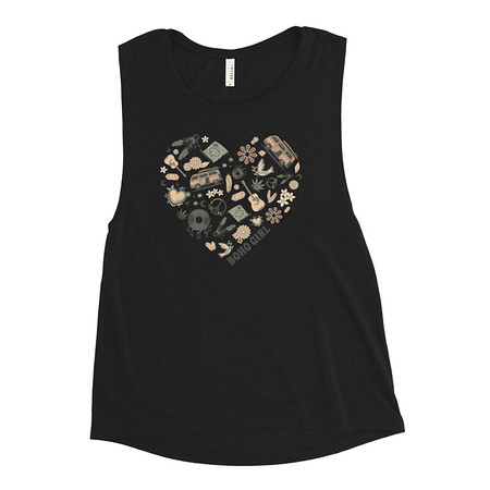 [ID: 271-G248] Boho Girl Poster Women's Muscle Tank