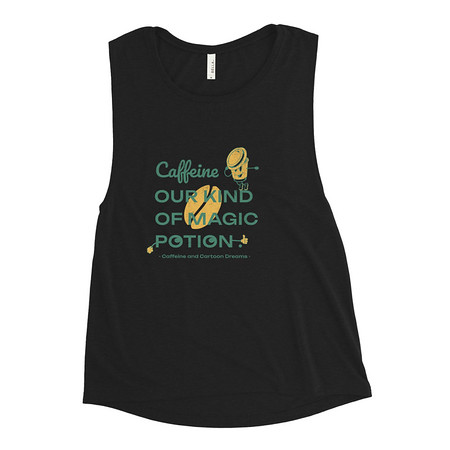 [ID: 271-G307] Caffeine Cartoon Women's Muscle Tank