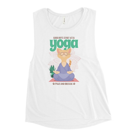 [ID: 271-G339] Cat Yoga - Cute Meditation Women's Muscle Tank