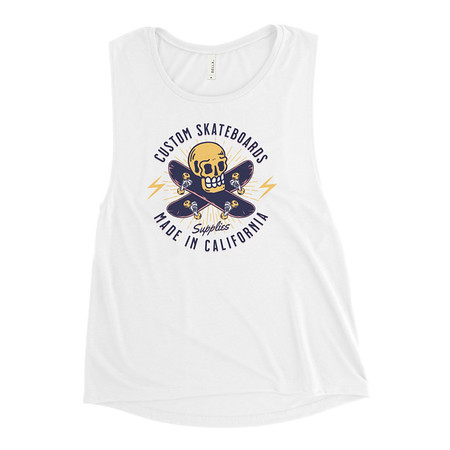 [ID: 271-G446] Custom Skateboards - Skull Women's Muscle Tank