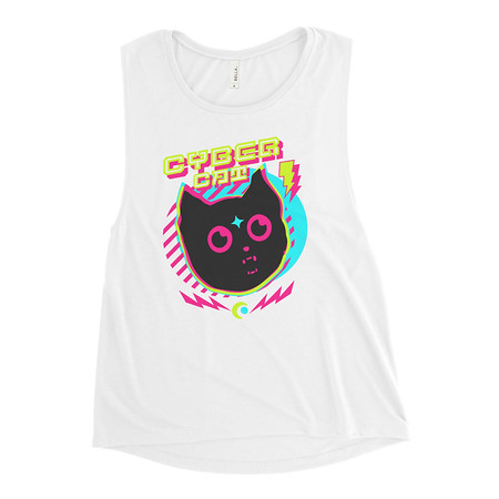 [ID: 271-G456] Cyber Cat - Neon Color Women's Muscle Tank