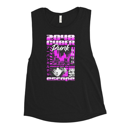 [ID: 271-G458] Cyber Punk Escape - Japanese Anime Women's Muscle Tank