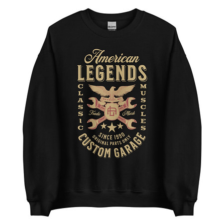 [ID: 145-G75] American Legends Garage - Eagle Unisex Crew Neck Sweatshirt