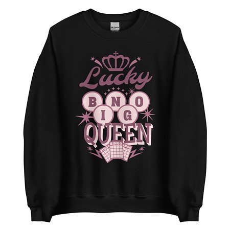 [ID: 145-G209] Bingo Queen - Retro Crown Unisex Crew Neck Sweatshirt