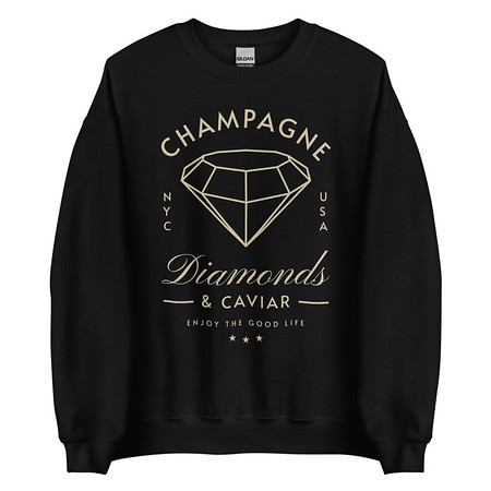 [ID: 145-G215] Black Diamonds - Elegant Unisex Crew Neck Sweatshirt