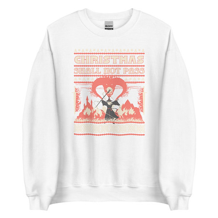 [ID: 145-G375] Christmas Shall Not Pass - Flaming Wizard Unisex Crew Neck Sweatshirt