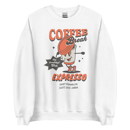 [ID: 145-G394] Coffee Break Cartoon Retro 90s  Unisex Crew Neck Sweatshirt