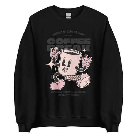 [ID: 145-G395] Coffee Break Mascot Unisex Crew Neck Sweatshirt