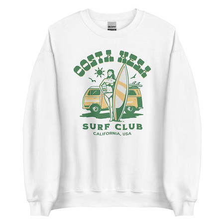 [ID: 145-G425] Costa Mesa Surf Club - Campervan Unisex Crew Neck Sweatshirt