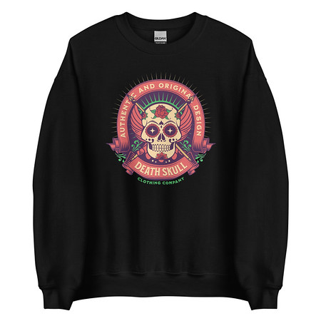 [ID: 145-G481] Death Skull - Badge  Unisex Crew Neck Sweatshirt