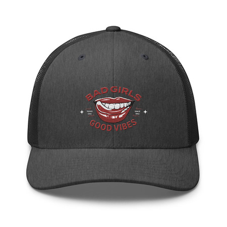 [ID: 252-G126] Bad Girls Good Vibes - Sexy Lips Retro Trucker Hat