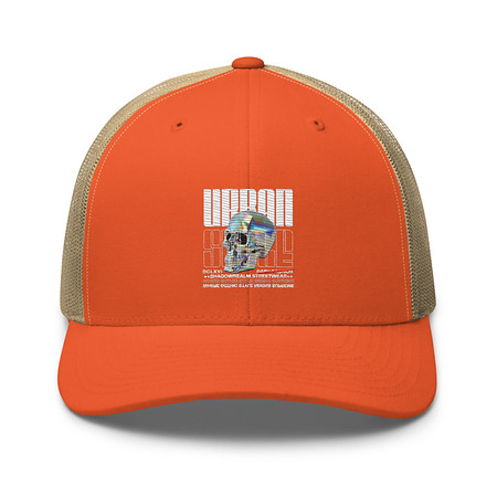 [ID: 252-G213] Black 3D Skull Retro Trucker Hat