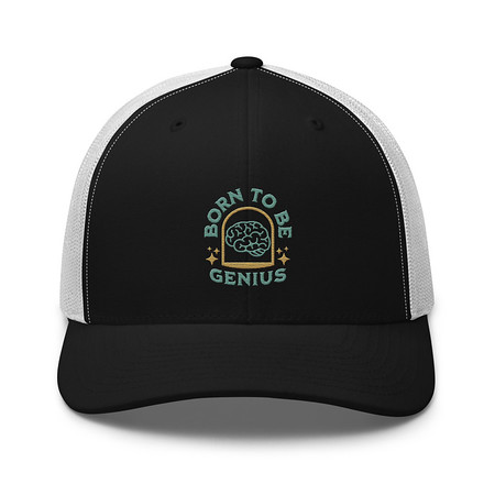 [ID: 252-G260] Born To Be Genius - Brain Retro Trucker Hat