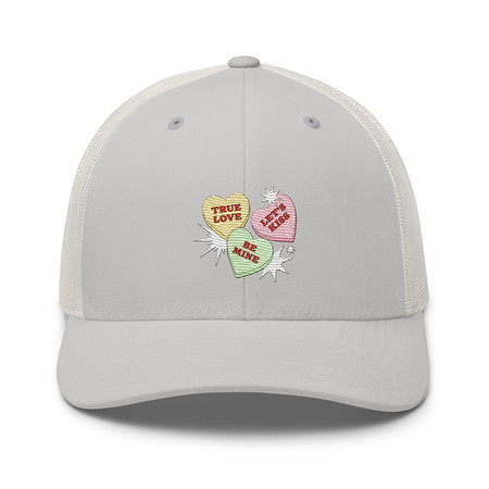 [ID: 252-G331] Candy Hearts - Valentine's Day Retro Trucker Hat