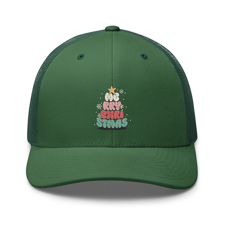 [ID: 252-G334] Cartoony Christmas Tree Retro Trucker Hat