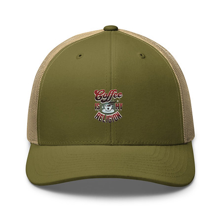 [ID: 252-G403] Coffee is my Religion - Funny Retro Trucker Hat