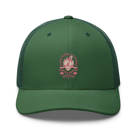 [ID: 252-G447] Customs Garage - Flaming Skull Retro Trucker Hat
