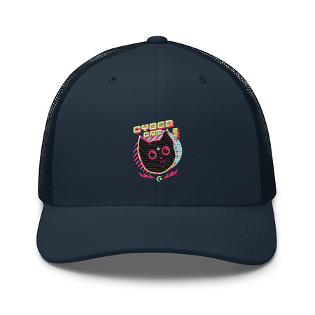 [ID: 252-G456] Cyber Cat - Neon Color Retro Trucker Hat