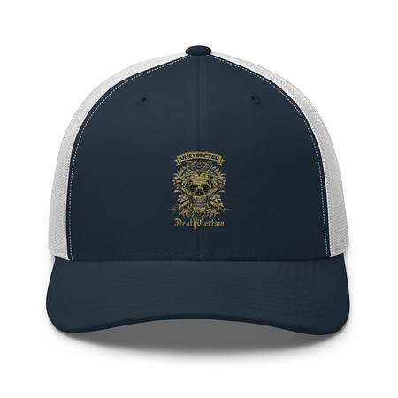 [ID: 252-G477] Death Certain and Unexpected Retro Trucker Hat