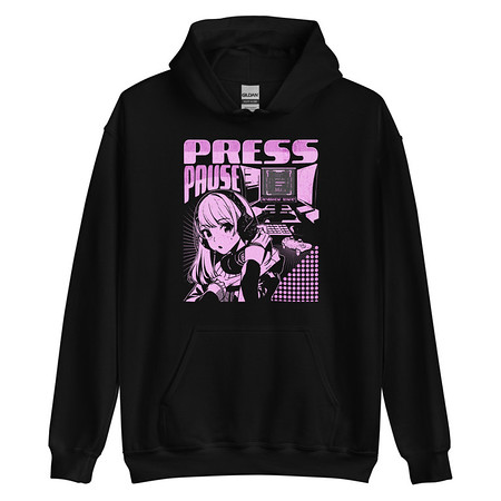 [ID: 146-G4] 'Press Pause' Anime Gaming Unisex Heavy Blend Hoodie