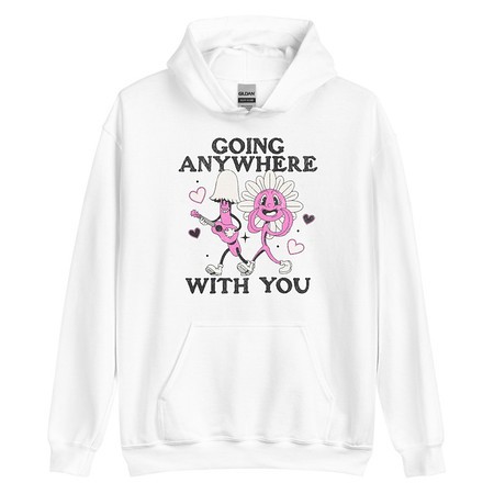 [ID: 146-G93] Anywhere With You - Typographic Cartoon Streetwear Unisex Heavy Blend Hoodie