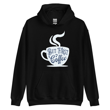 [ID: 146-G300] But First Coffee - Hand Lettering Typography Unisex Heavy Blend Hoodie